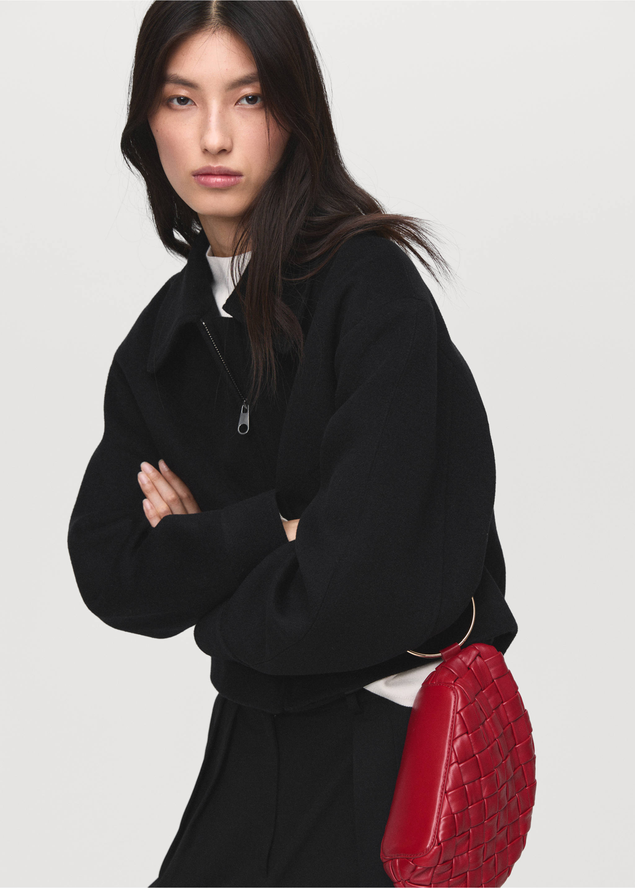 Veste bomber laine - Plan moyen, Noir. Ref: 17025791-00.