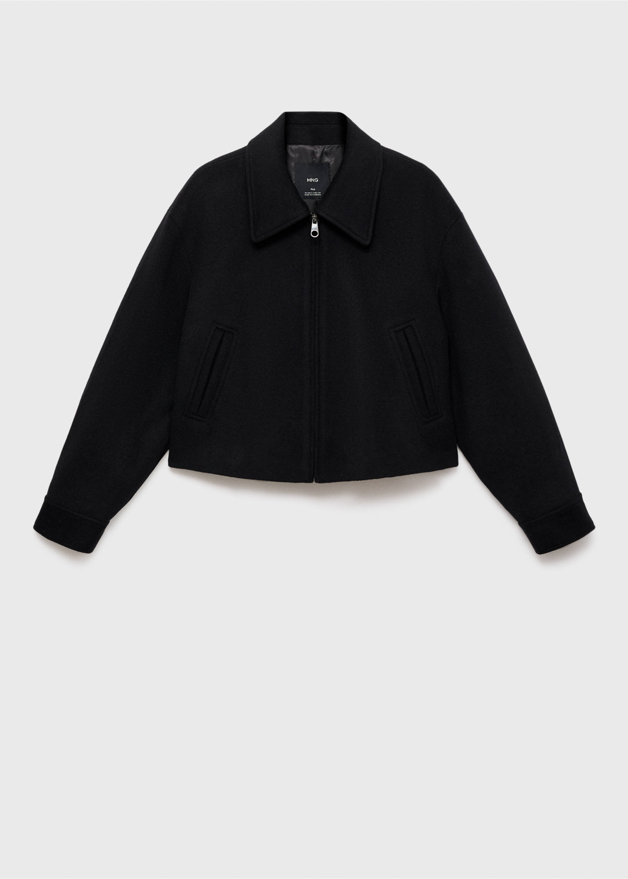 Veste bomber laine - Article sans modèle, Noir. Ref: 17025791-00.