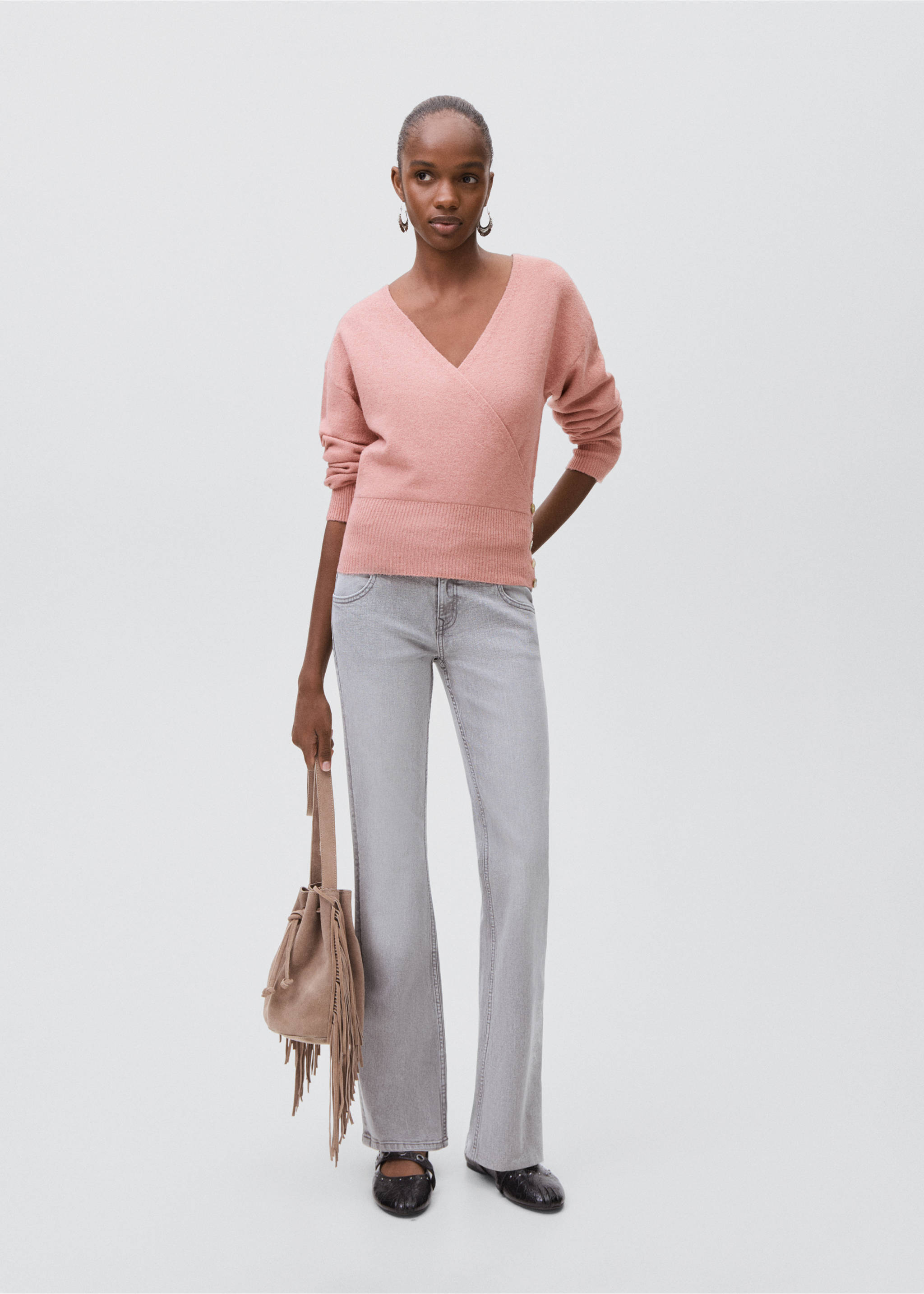 Double-breasted cardigan - General plane, Pastel Pink. Ref: 17025792-00.