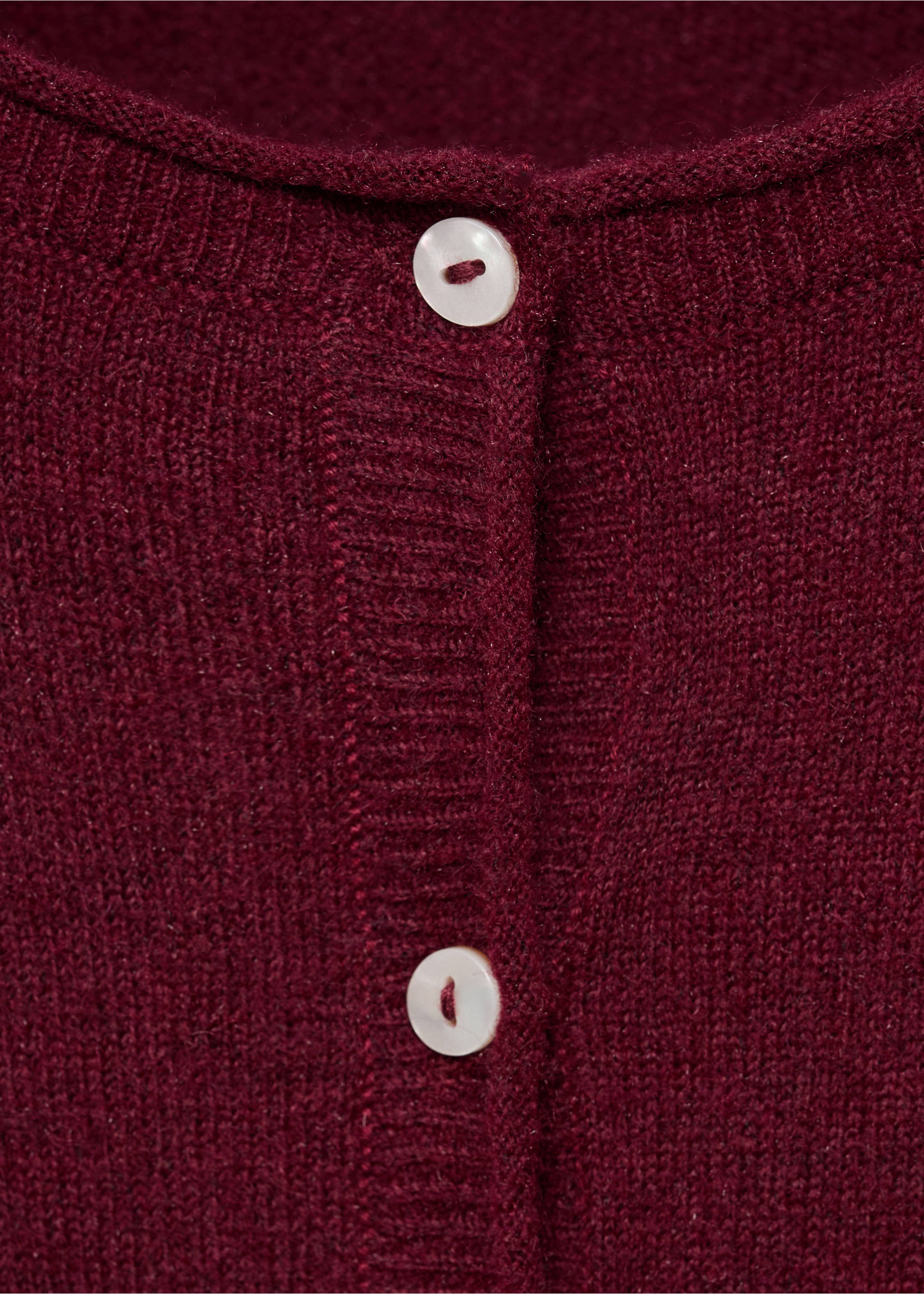 Knitted button cardigan - Details of the article 8, Burgundy. Ref: 17025793-00.