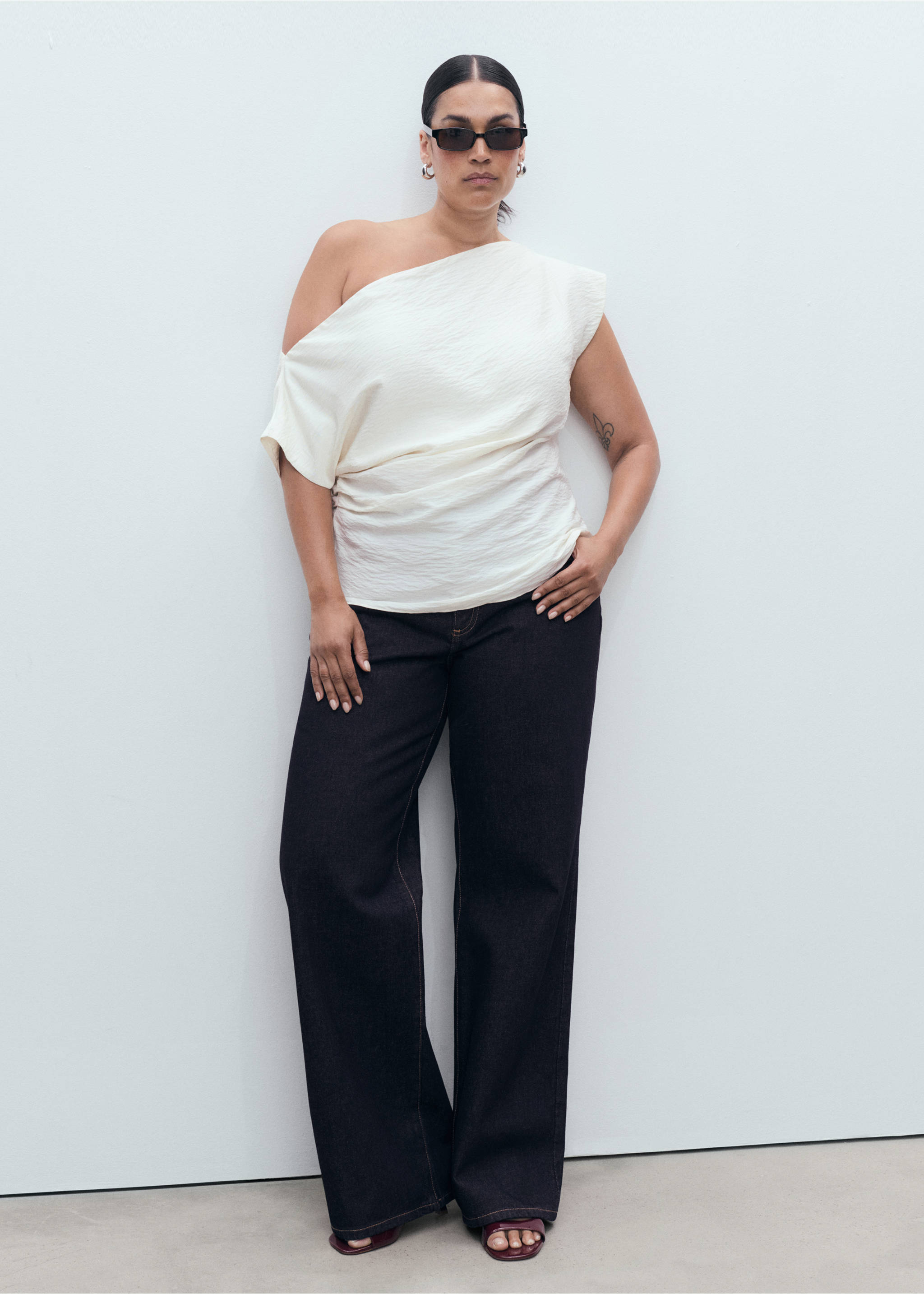 Danila high-waisted wide leg jeans - Details of the article 3, Open Blue. Ref: 17025799-00.