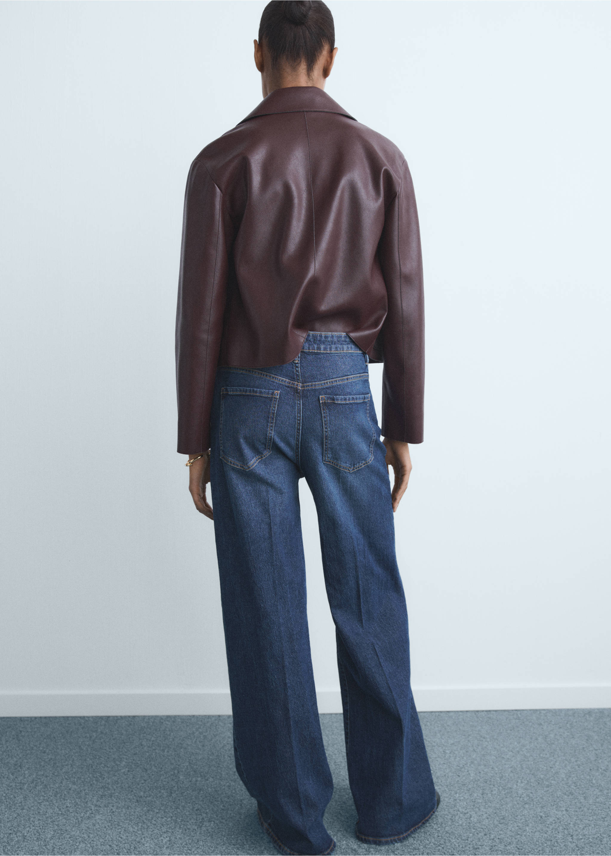 High-waisted wideleg jeans - Reverse of the article, Dark Blue. Ref: 17025800-00.