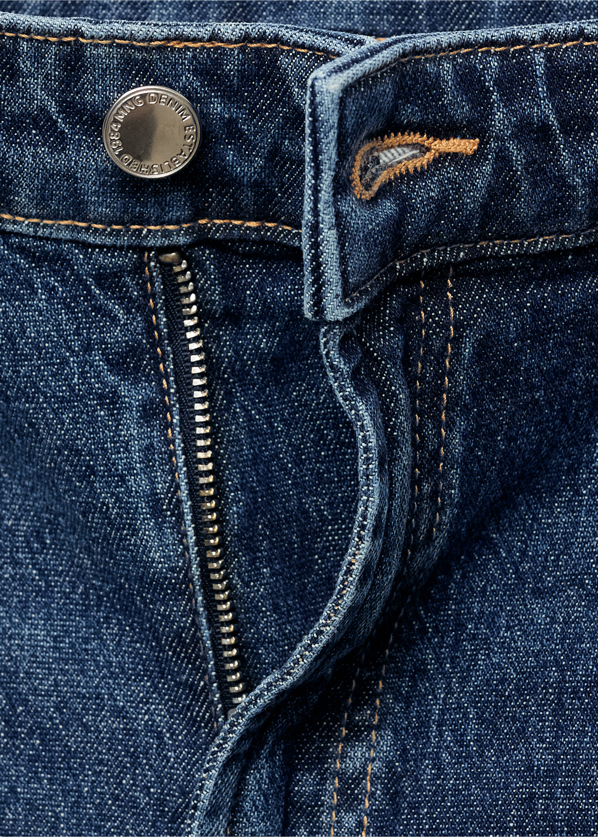 High-waisted wideleg jeans - Details of the article 8, Dark Blue. Ref: 17025800-00.