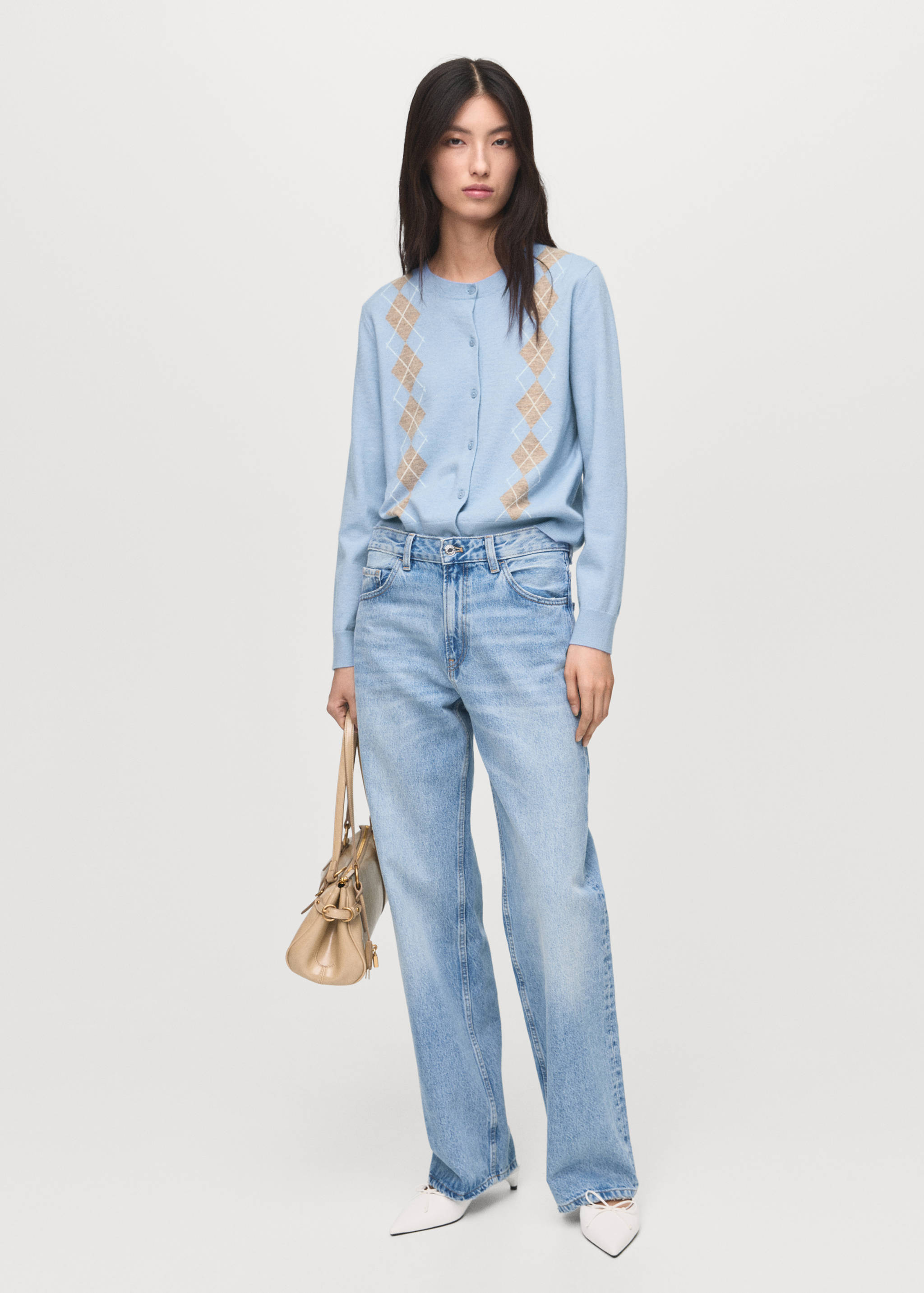 Argyle pattern knit cardigan - General plane