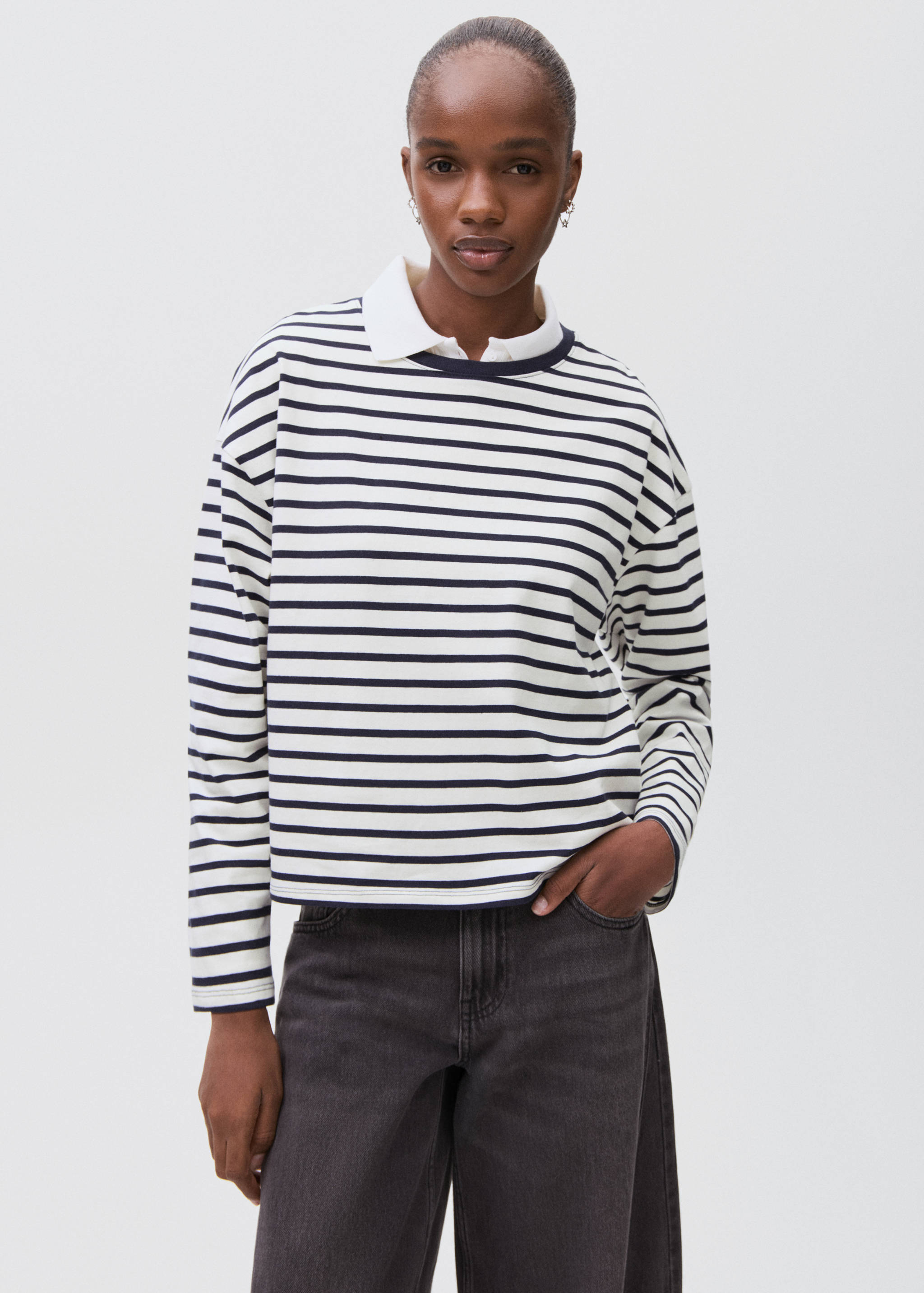 Striped cotton T-shirt - Medium plane