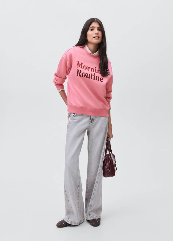 MANGO TEEN - Sweat-shirt coton imprimé rose - XXS - Fille Teen