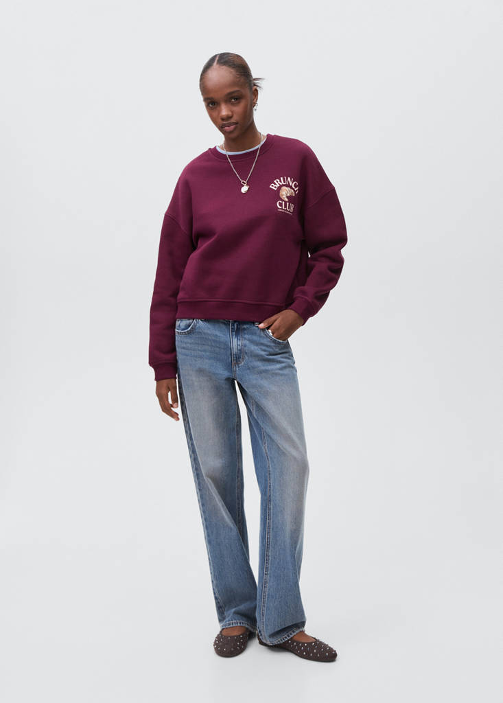 Printed cotton sweatshirt — Maroon