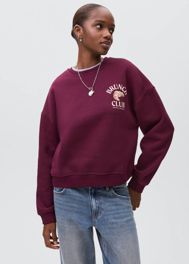 Printed cotton sweatshirt — Maroon
