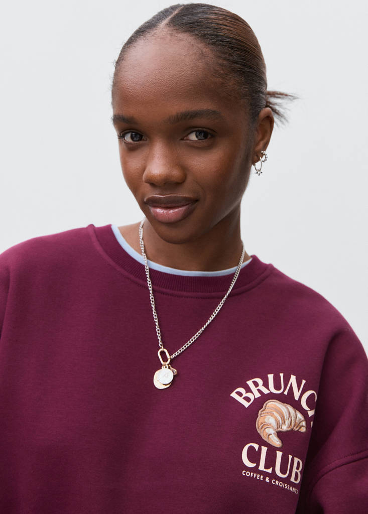 Printed cotton sweatshirt — Maroon