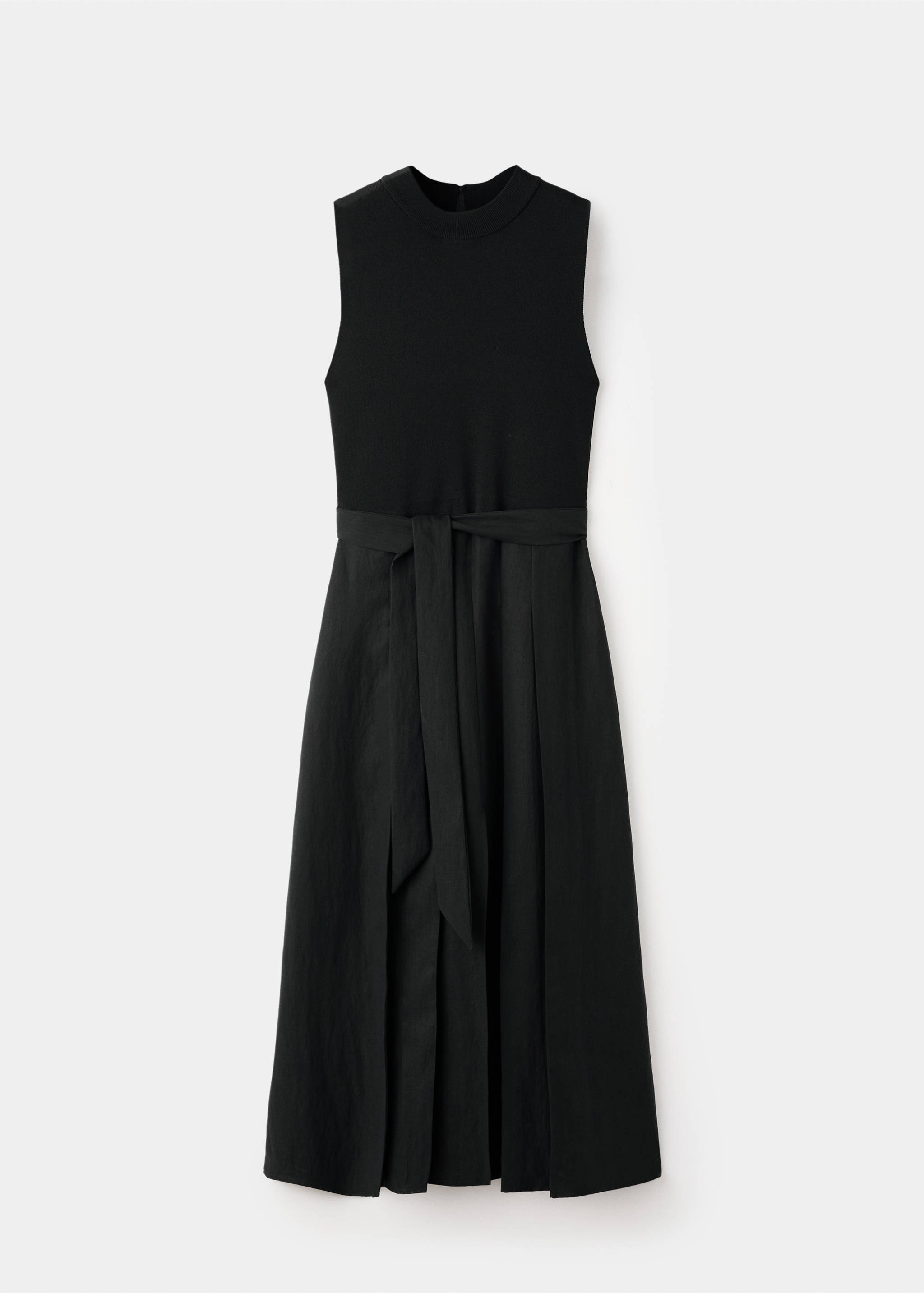 Combined woven dress with belt - Article without model, Black. Ref: 17025819-00.