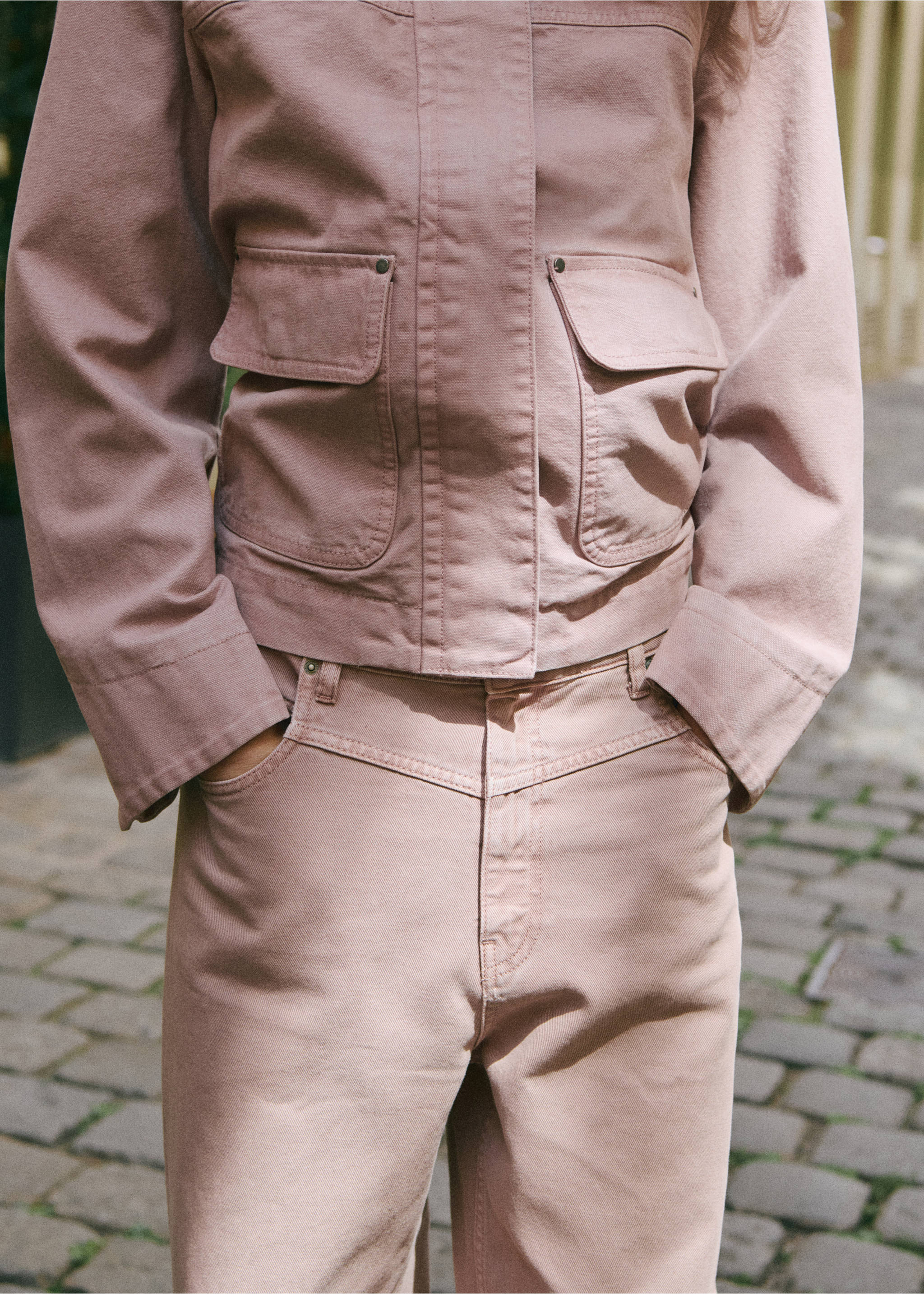 Wide leg mid-rise loose-fit jeans - Reverse of the article, Pale Pink. Ref: 17025829-00.