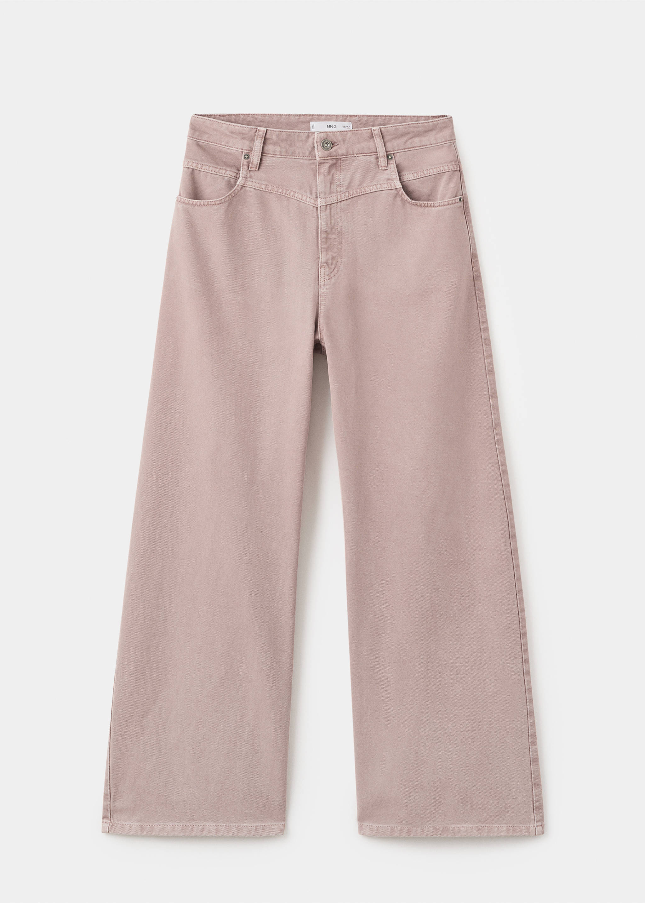 Wide leg mid-rise loose-fit jeans - Article without model, Pale Pink. Ref: 17025829-00.