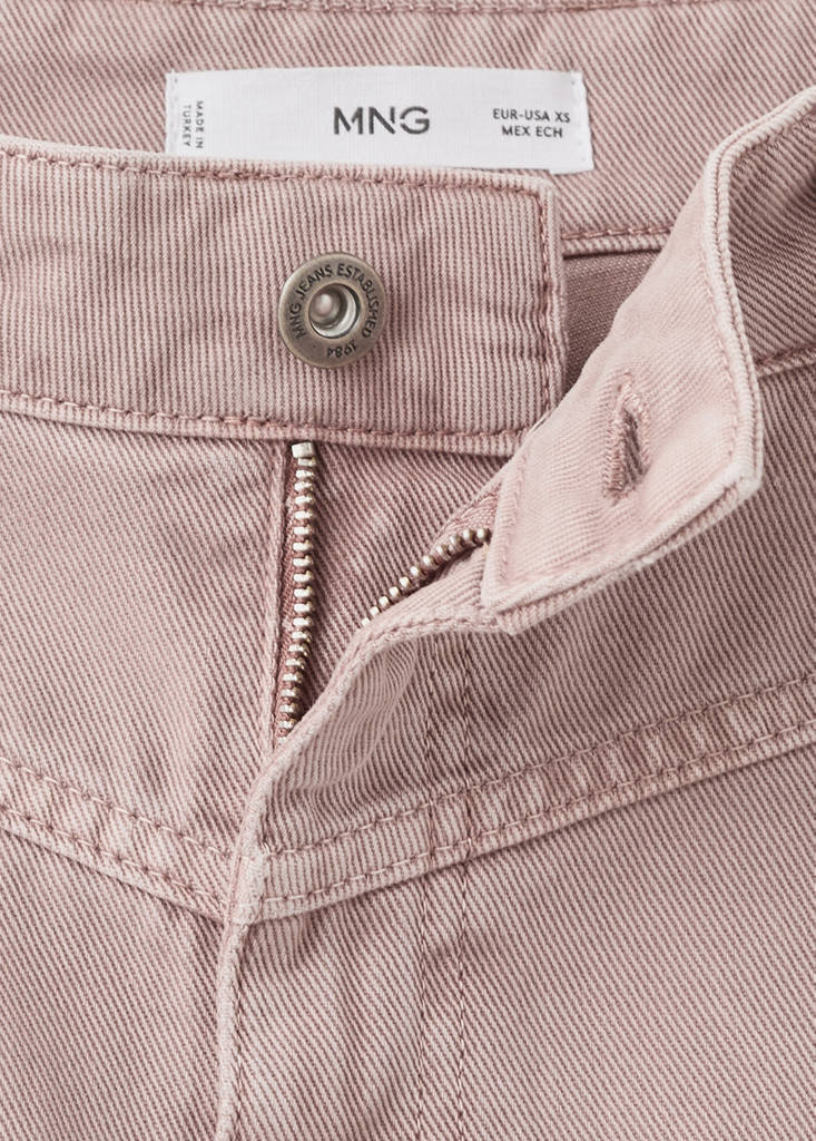 Wide leg mid-rise loose-fit jeans — Pale Pink