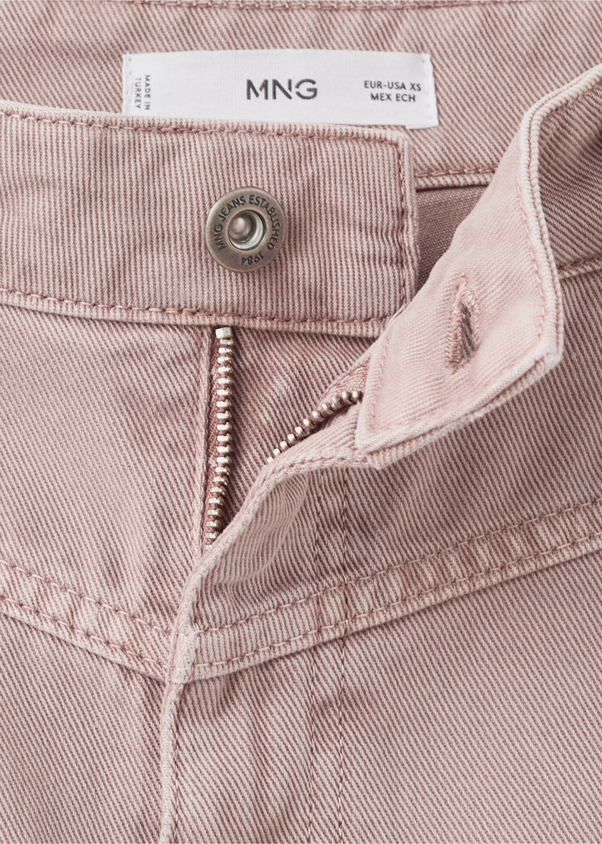 Wide leg mid-rise loose-fit jeans - Details of the article 8, Pale Pink. Ref: 17025829-00.