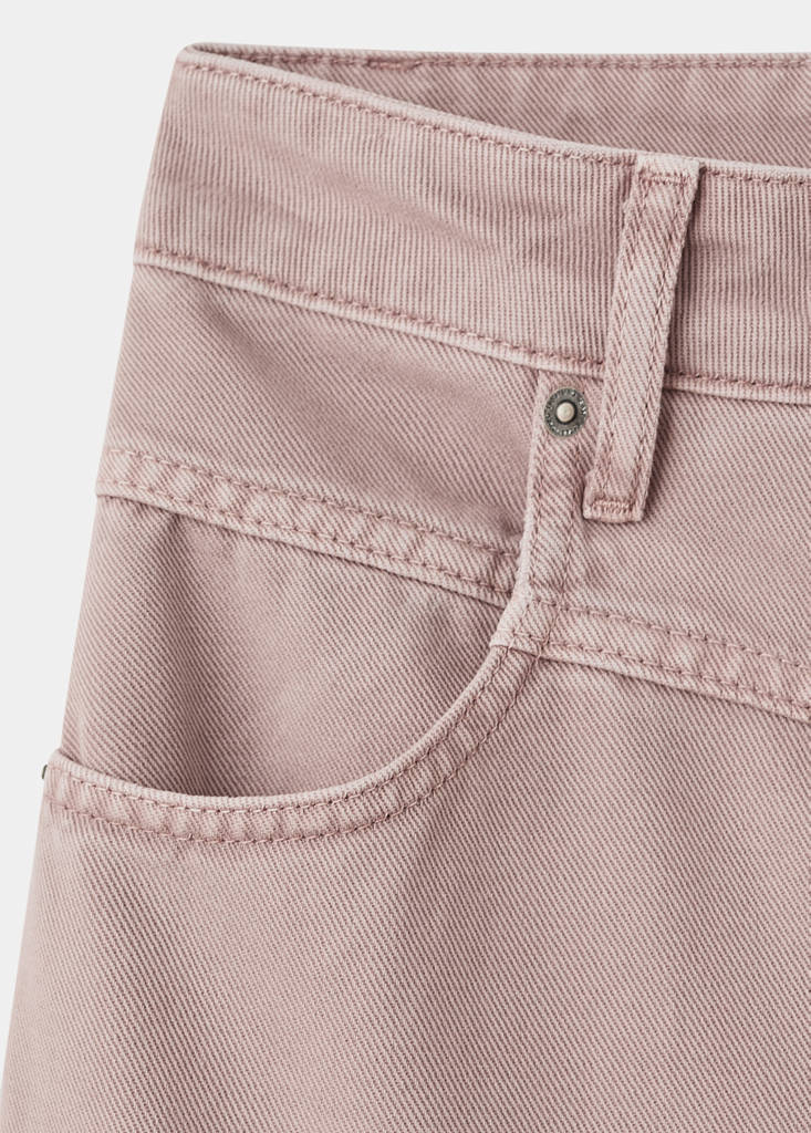 Wide leg mid-rise loose-fit jeans — Pale Pink