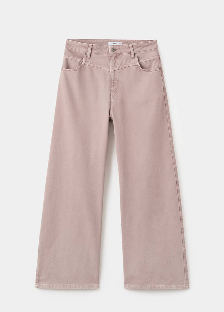 Wide leg mid-rise loose-fit jeans — Pale Pink