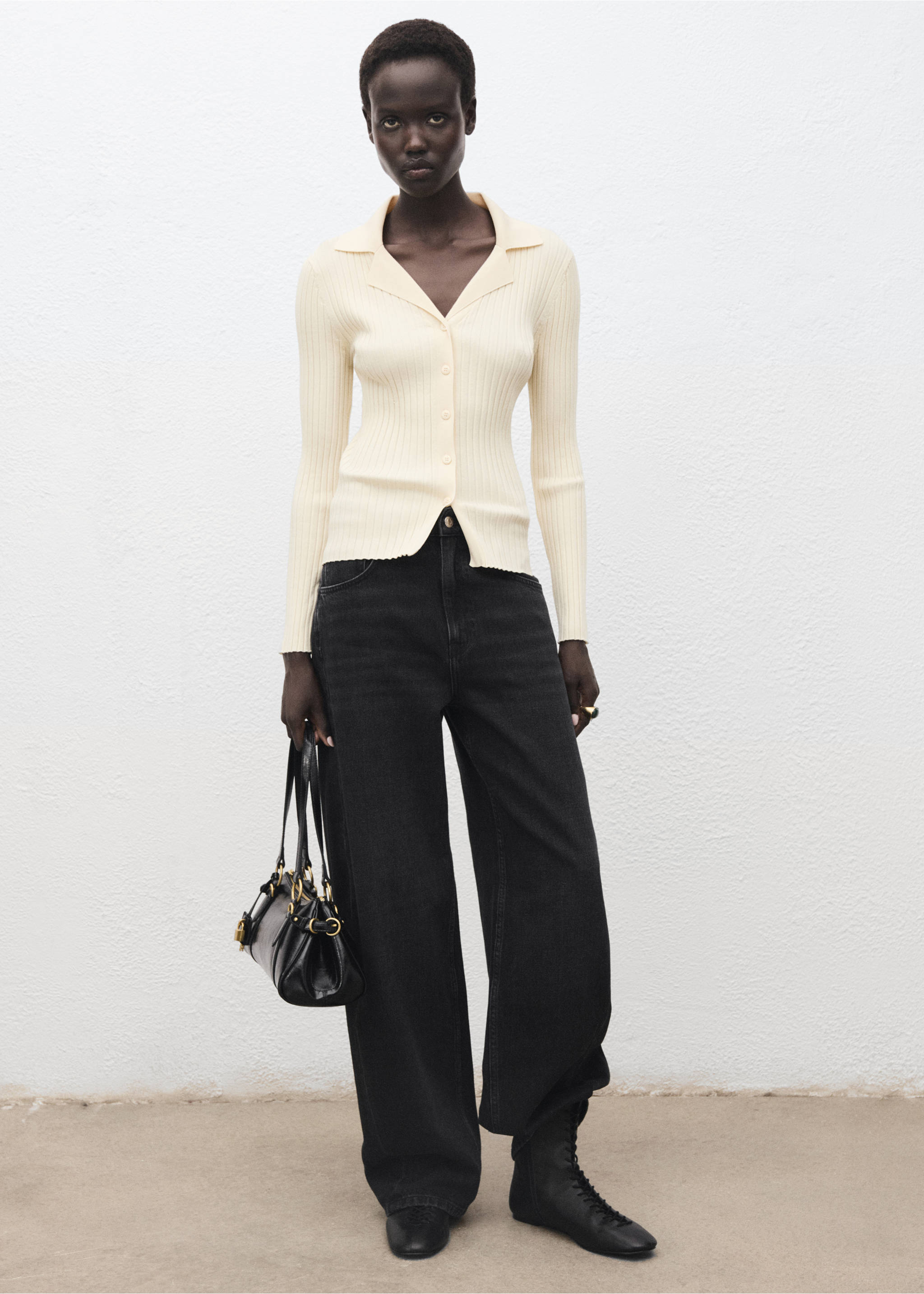 Jean barrel taille normale - Plan général, Black denim. Ref: 17025830-00.