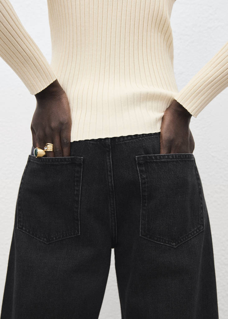 Mid-rise barrel jeans — Black denim