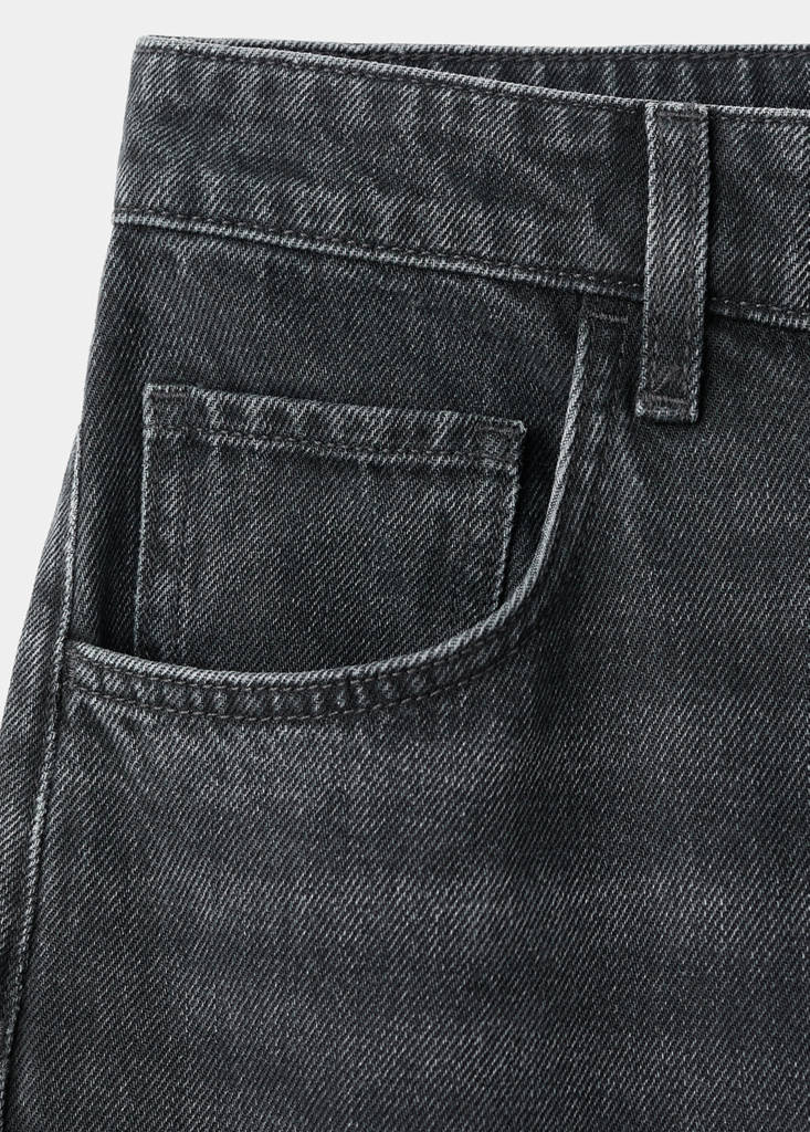Mid-rise barrel jeans — Black denim