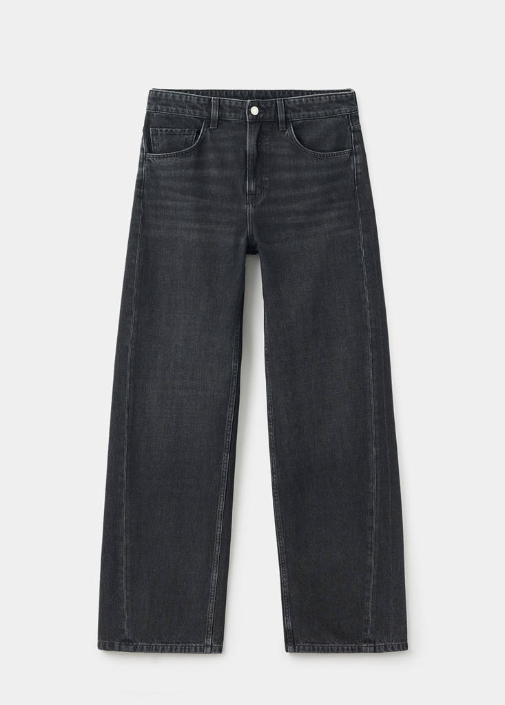 Mid-rise barrel jeans — Black denim