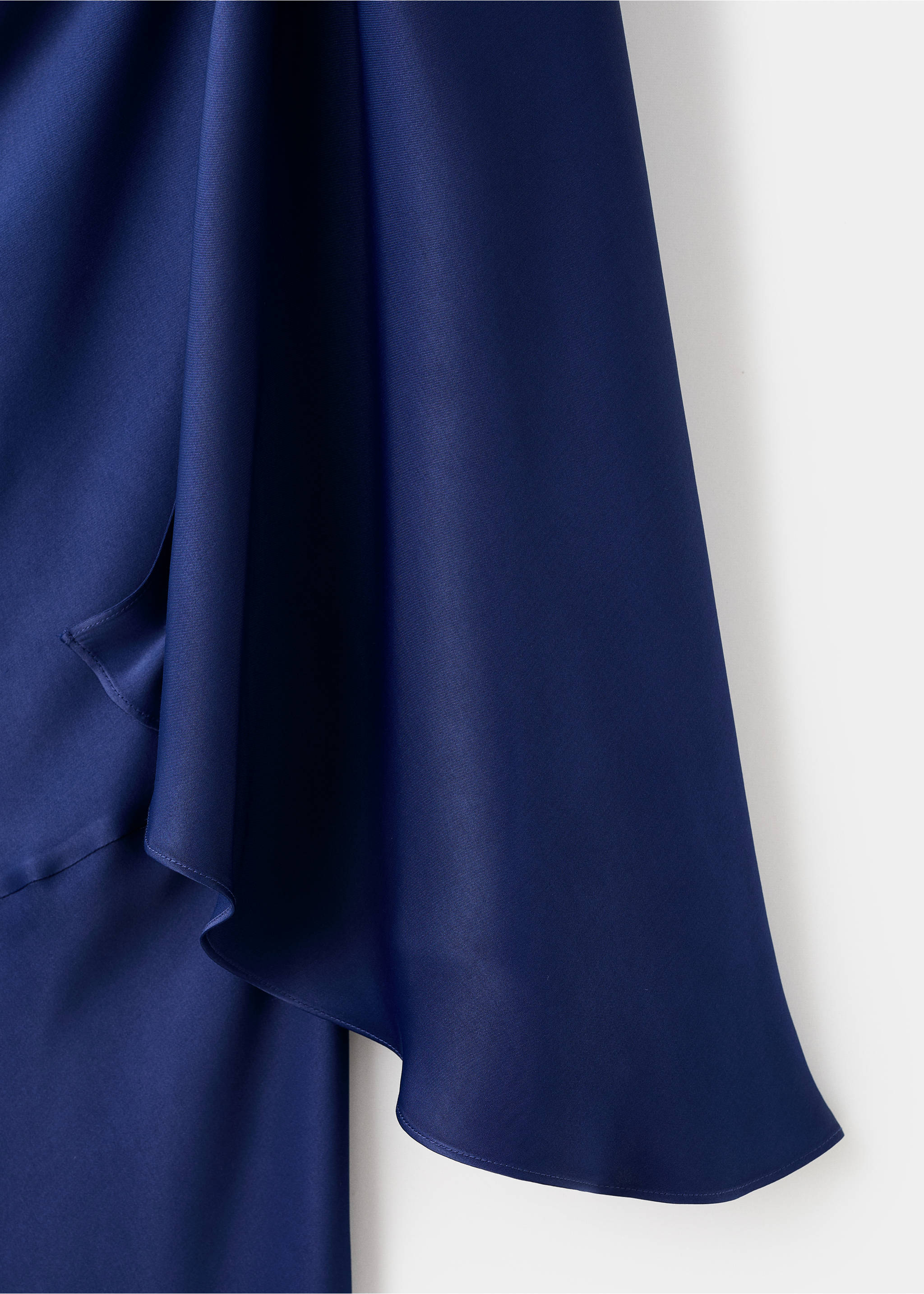 Asymmetrical satin dress - Details of the article 0, Navy. Ref: 17025831-00.