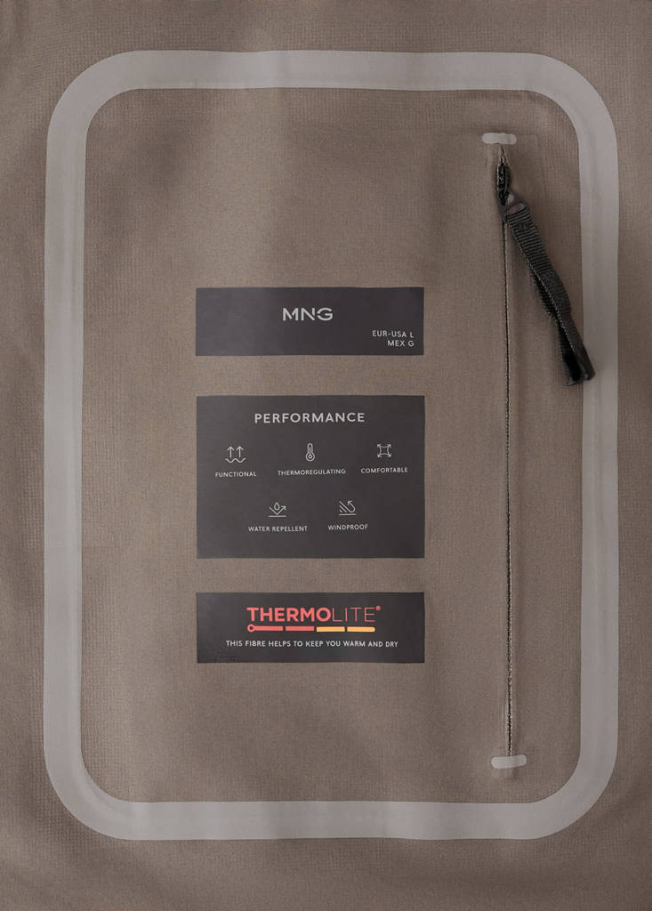 Water-repellent Thermolite® hooded jacket — Medium Brown