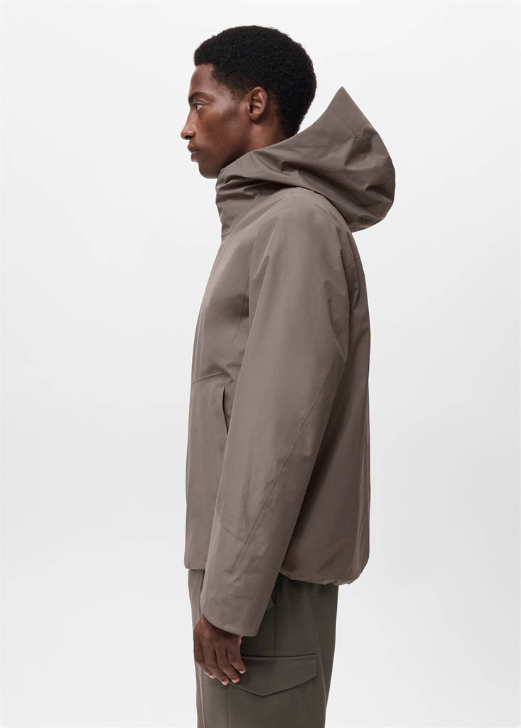 Water-repellent Thermolite® hooded jacket — Medium Brown