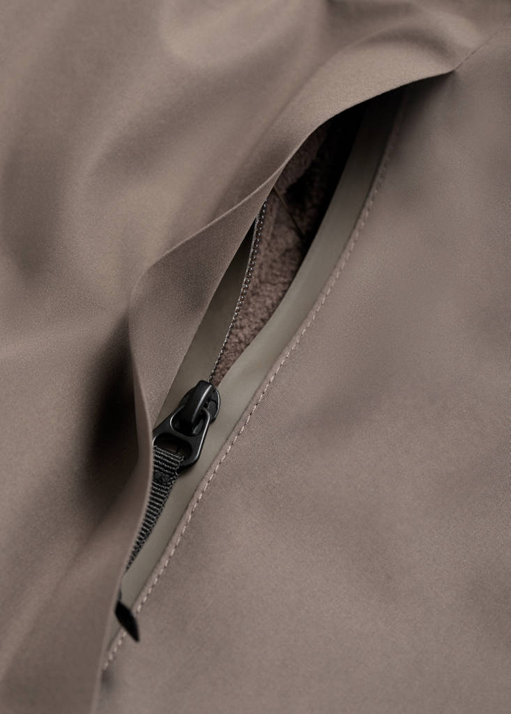 Water-repellent Thermolite® hooded jacket — Medium Brown