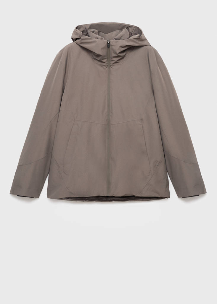 Water-repellent Thermolite® hooded jacket — Medium Brown