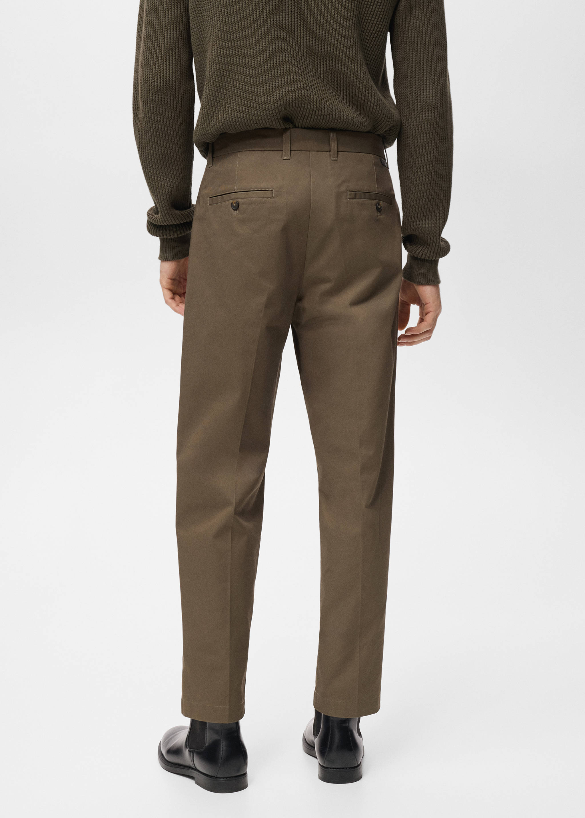 Regular fit pleated cotton trousers - Reverse of the article