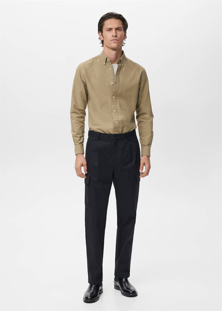 Regular fit cotton cargo trousers — Navy