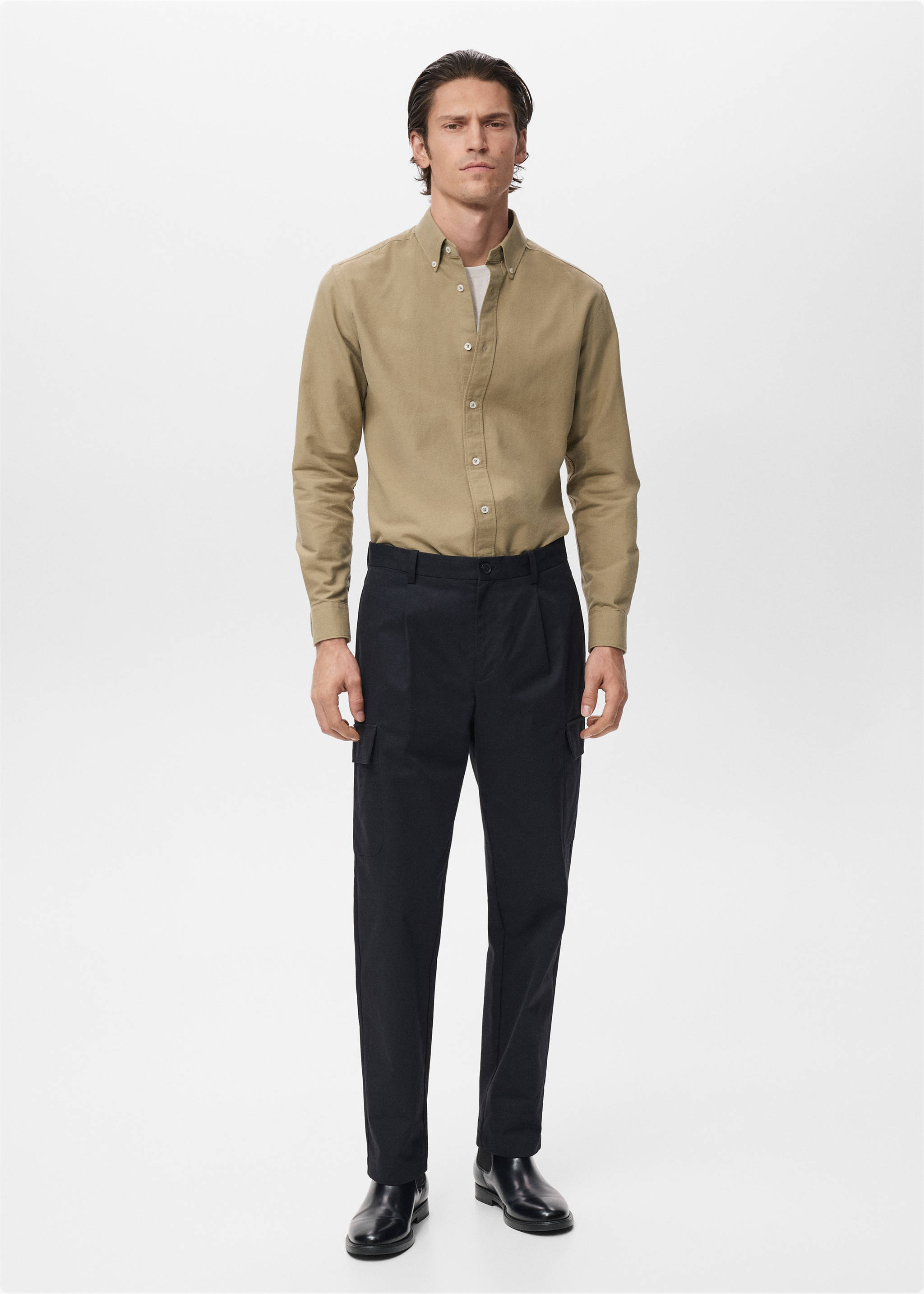 Pantalon cargo coton regular-fit - Plan général, Bleu marine. Ref: 17025971-00.