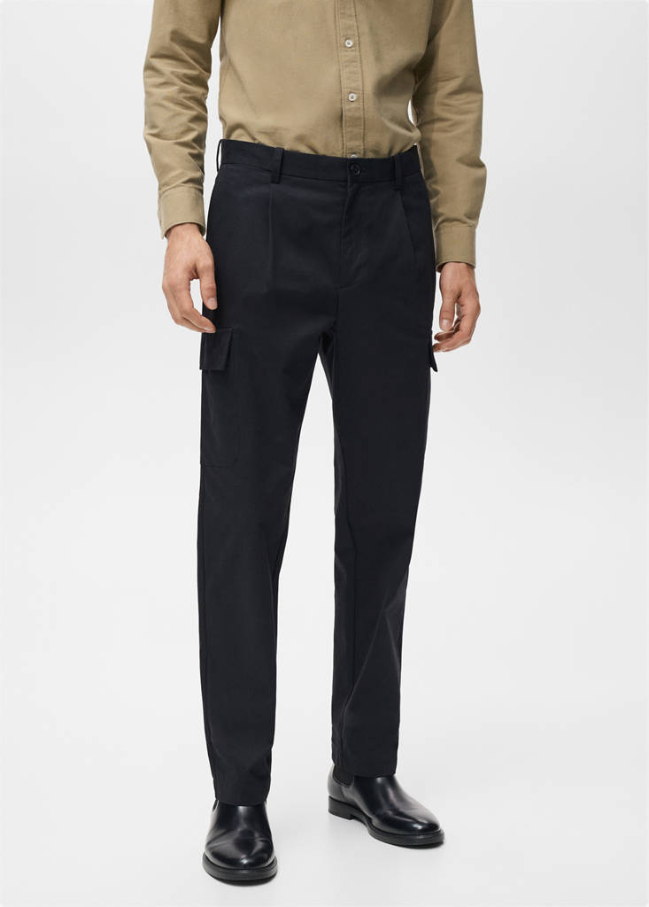 Regular fit cotton cargo trousers — Navy