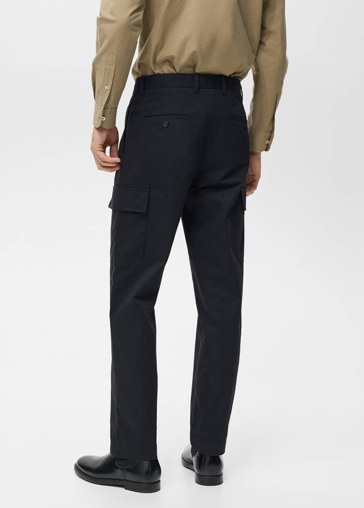 Regular fit cotton cargo trousers — Navy