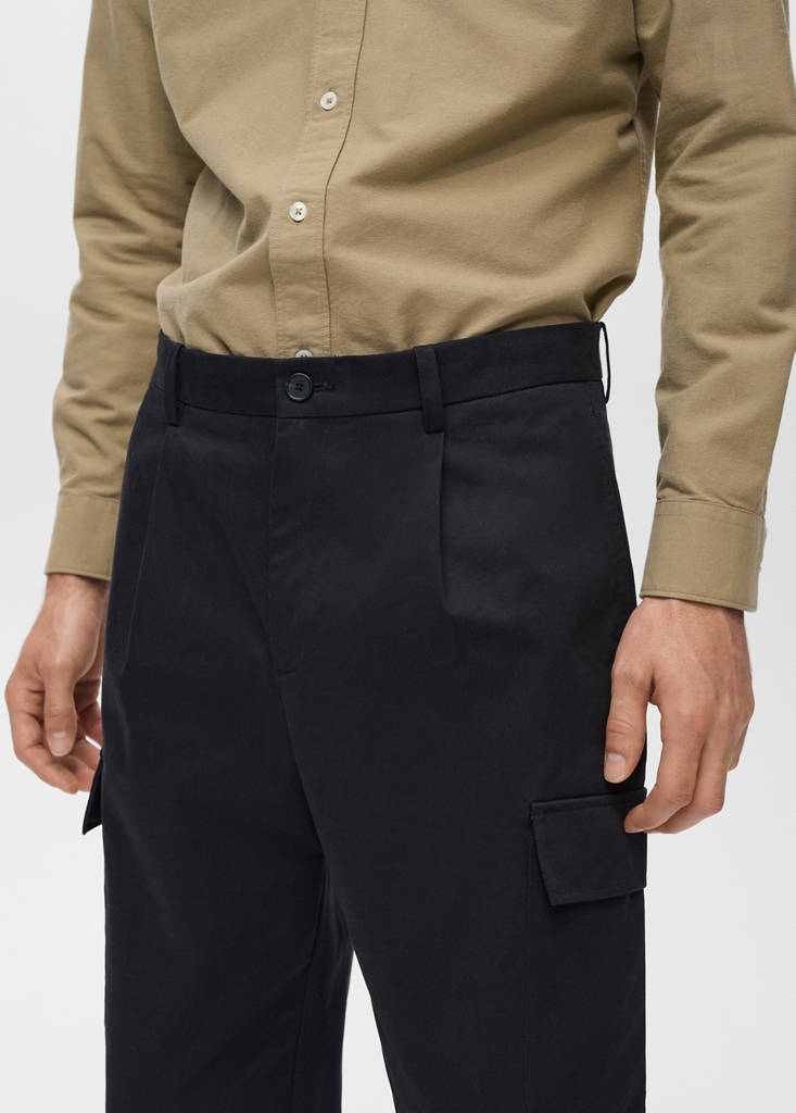 Regular fit cotton cargo trousers — Navy