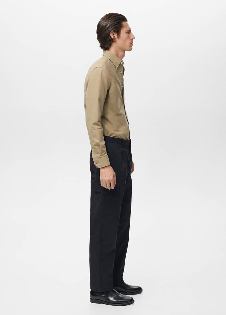 Regular fit cotton cargo trousers — Navy