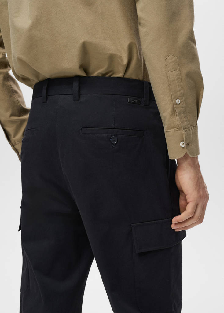 Regular fit cotton cargo trousers — Navy