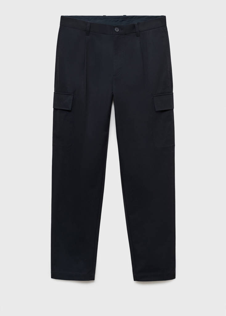 Regular fit cotton cargo trousers — Navy