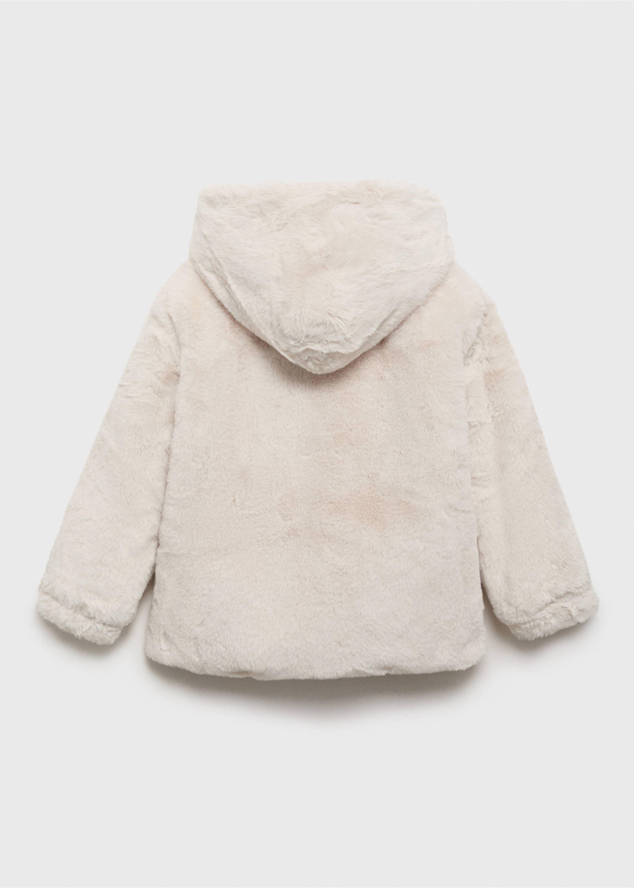 Manteau imitation fourrure à capuche - Verso de l’article, Beige. Ref: 17025972-00.