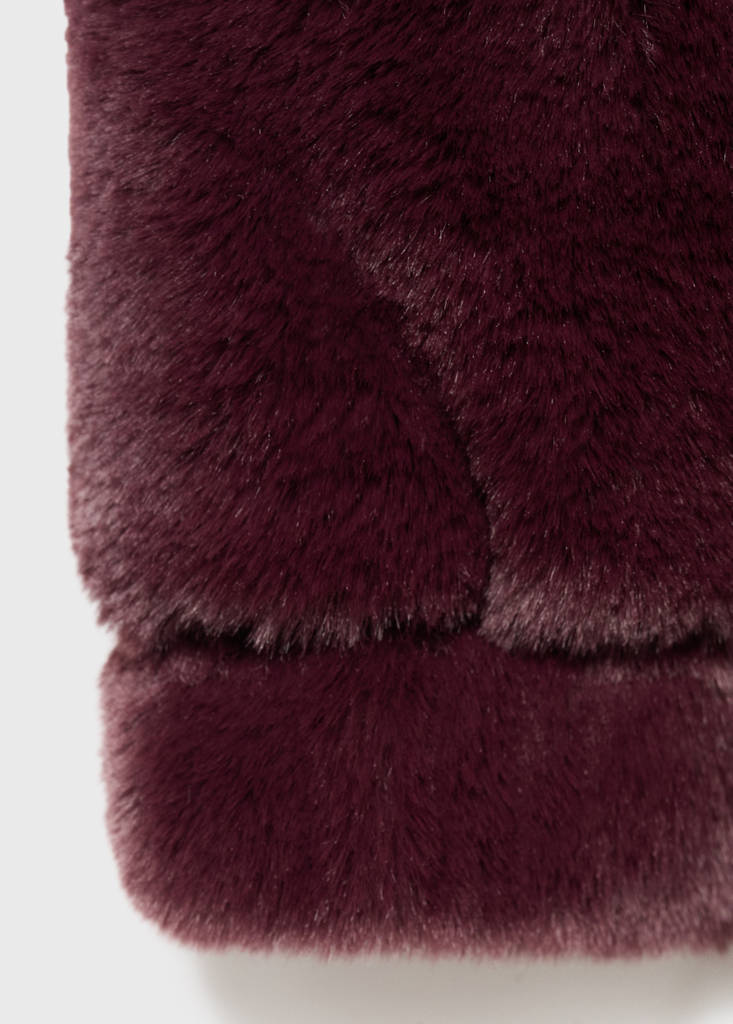 Hooded fur-effect coat — Wine