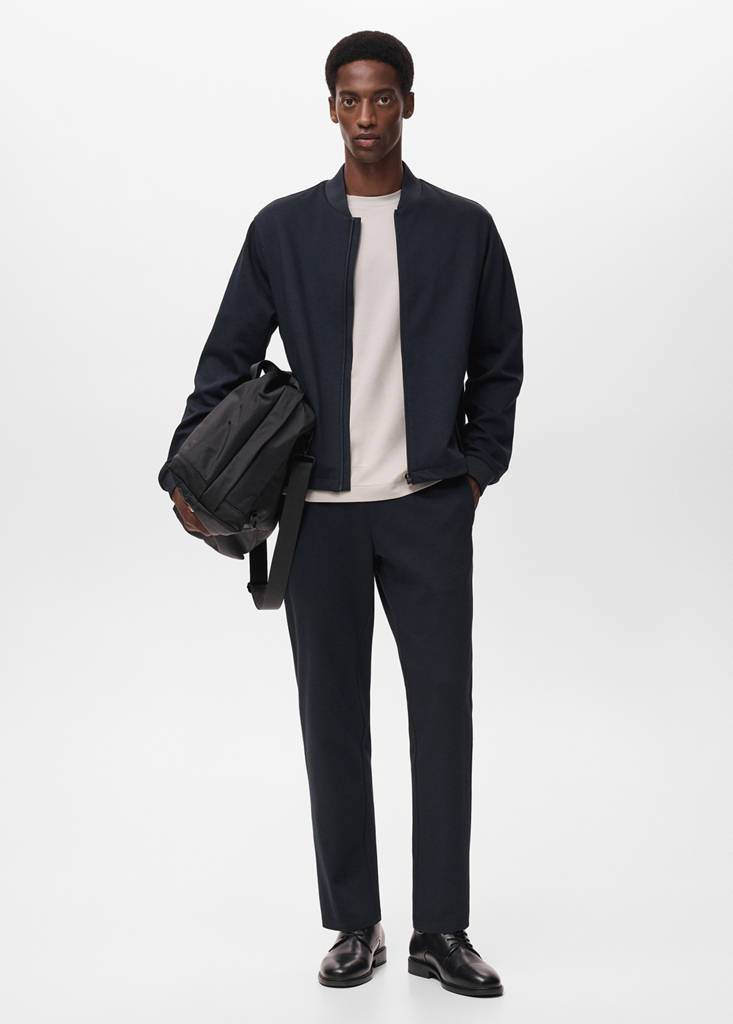 MANGO MAN - Pantalon jogging technique structuré bleu marine - XS