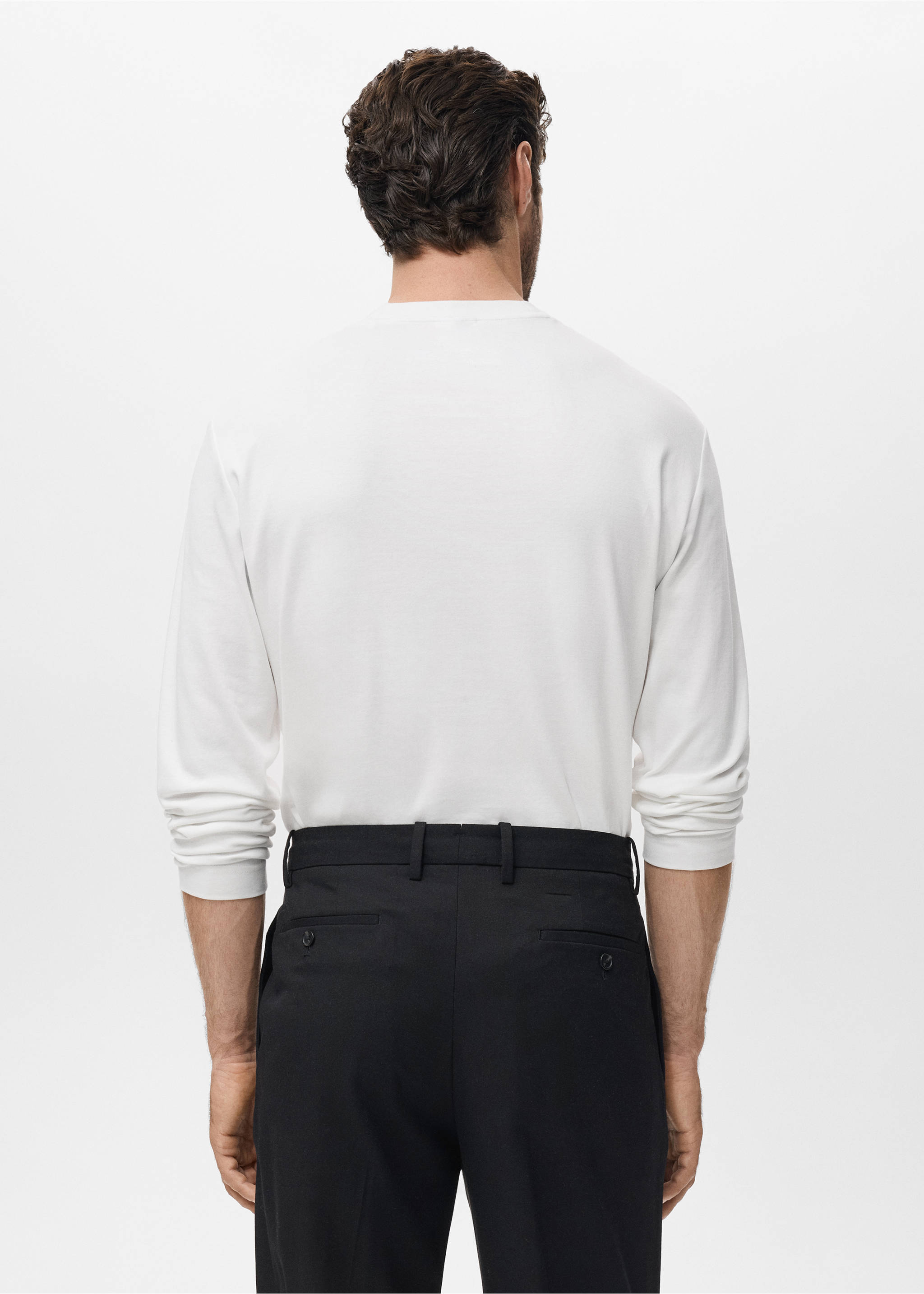 Long sleeve regular fit T-shirt - Reverse of the article, White. Ref: 17025979-00.