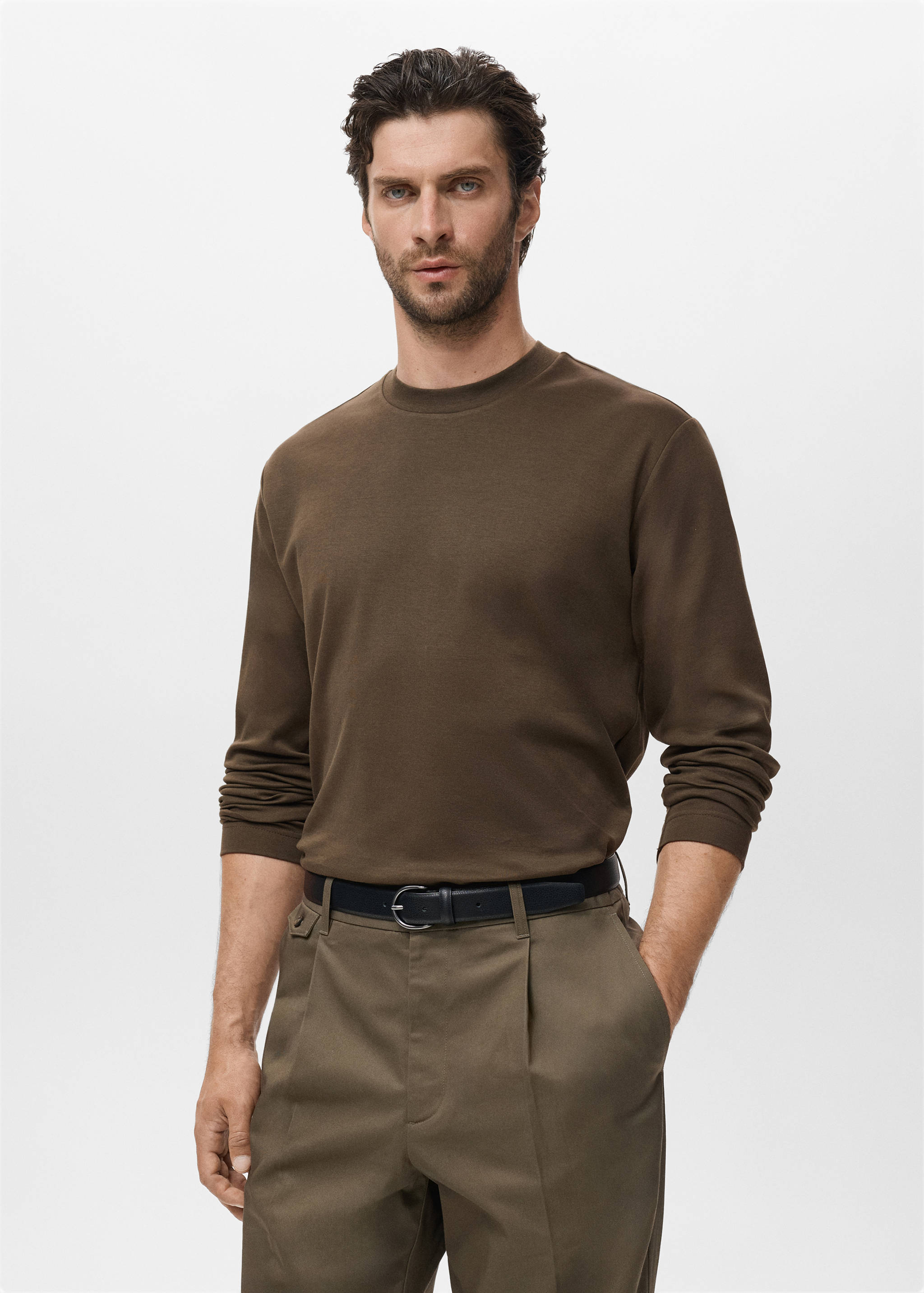 Camiseta manga larga regular fit - Plano medio