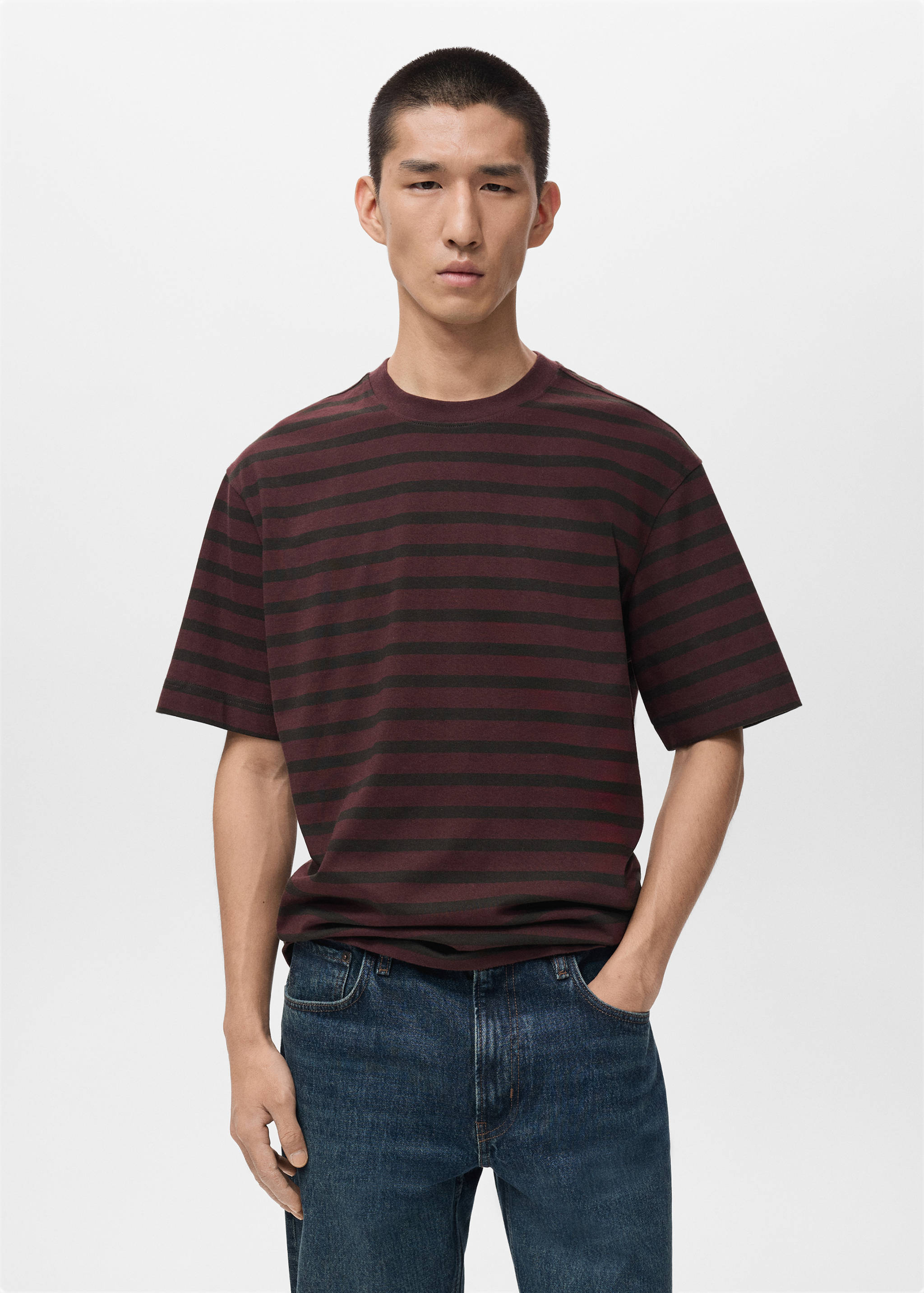 100% cotton relaxed-fit striped t-shirt - Medium plane