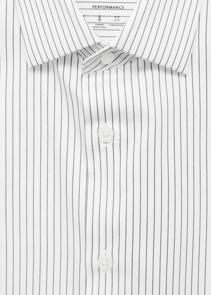 Regular-fit non-iron cotton striped shirt — Khaki