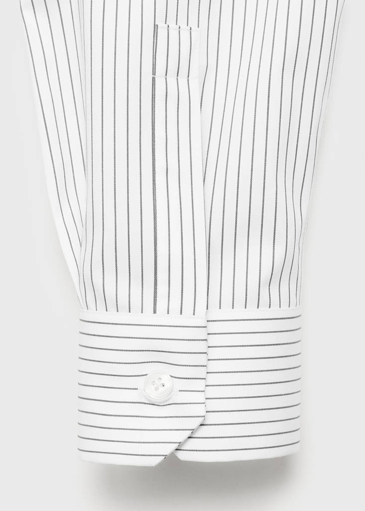 Regular-fit non-iron cotton striped shirt — Khaki