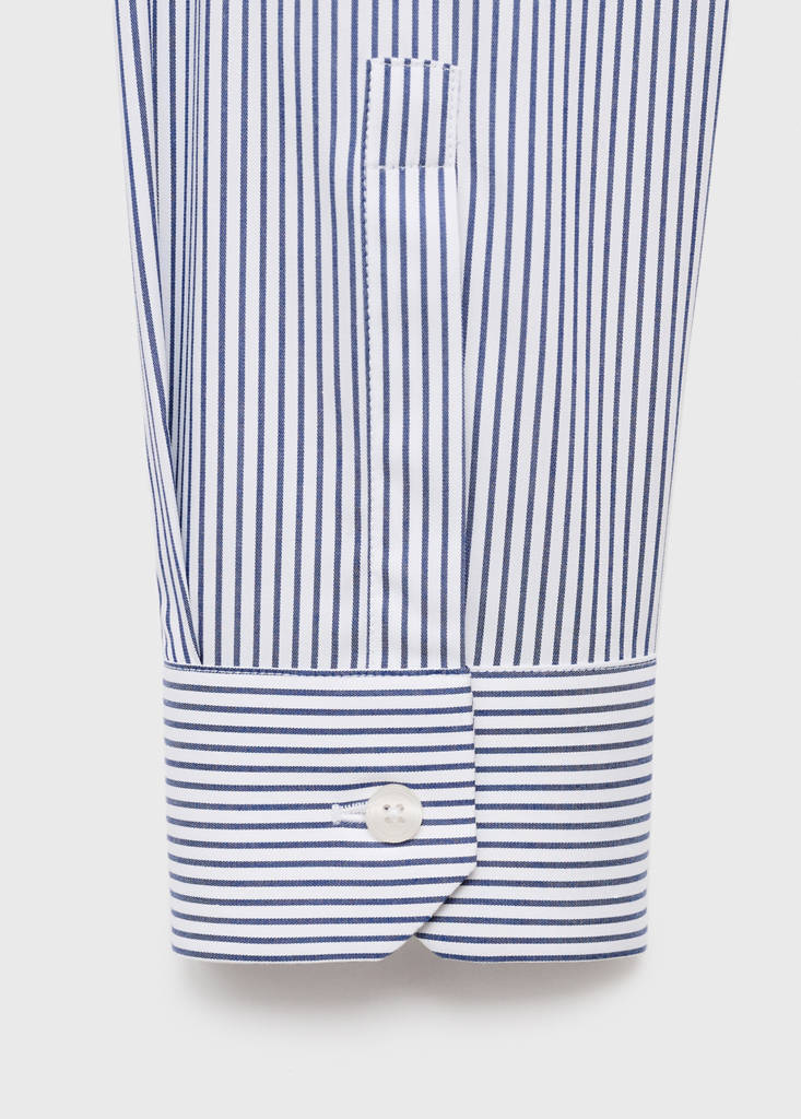 Regular-fit non-iron cotton striped shirt — Navy