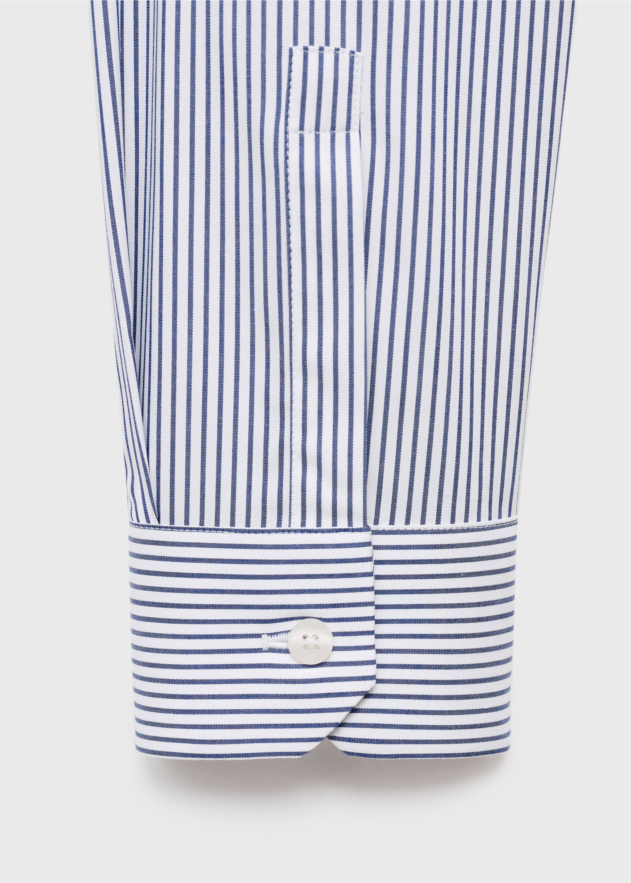 Chemise regular-fit coton rayures non iron - Détail de l'article 8, Bleu marine. Ref: 17025982-00.