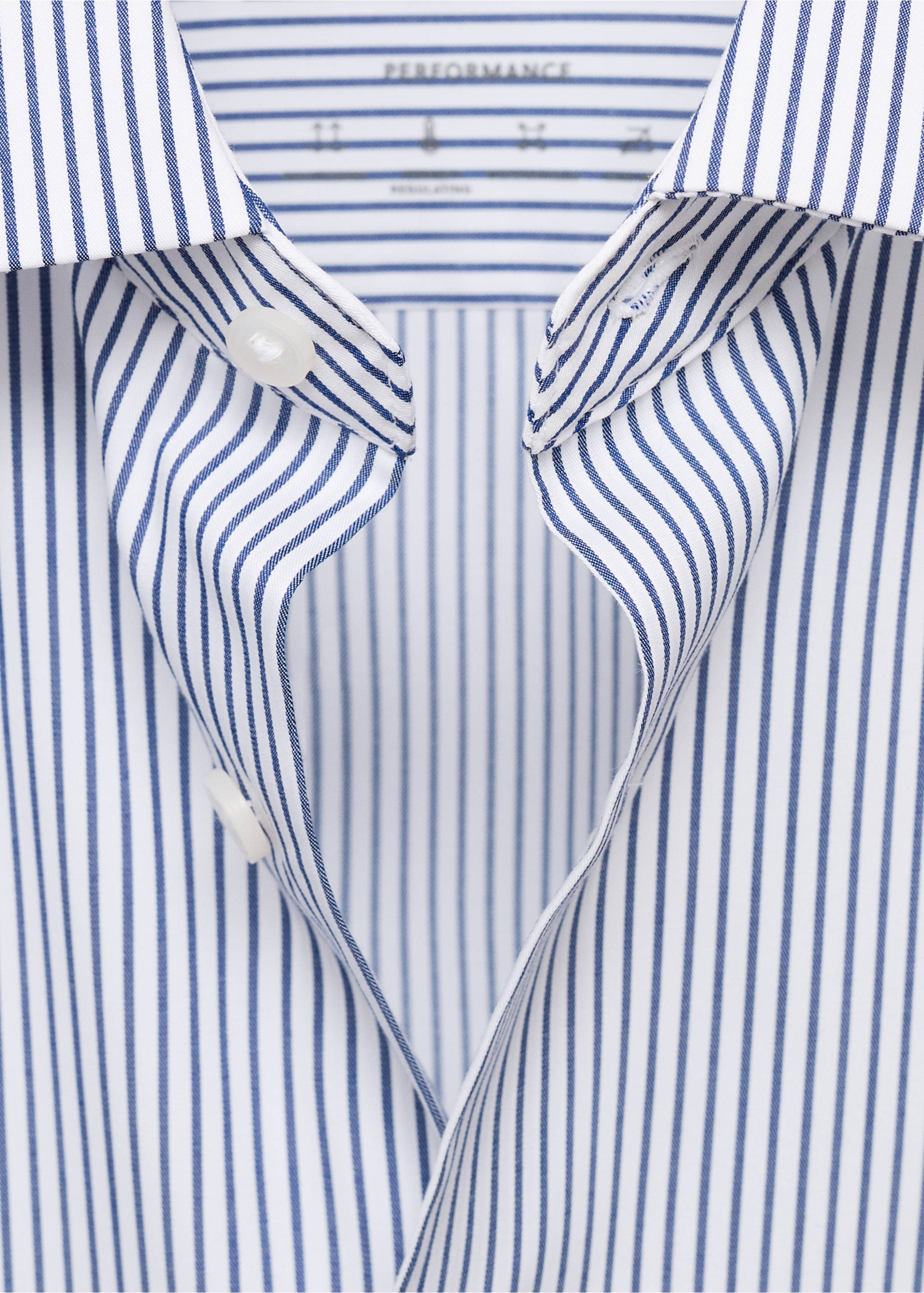 Chemise regular-fit coton rayures non iron - Détail de l'article 0, Bleu marine. Ref: 17025982-00.
