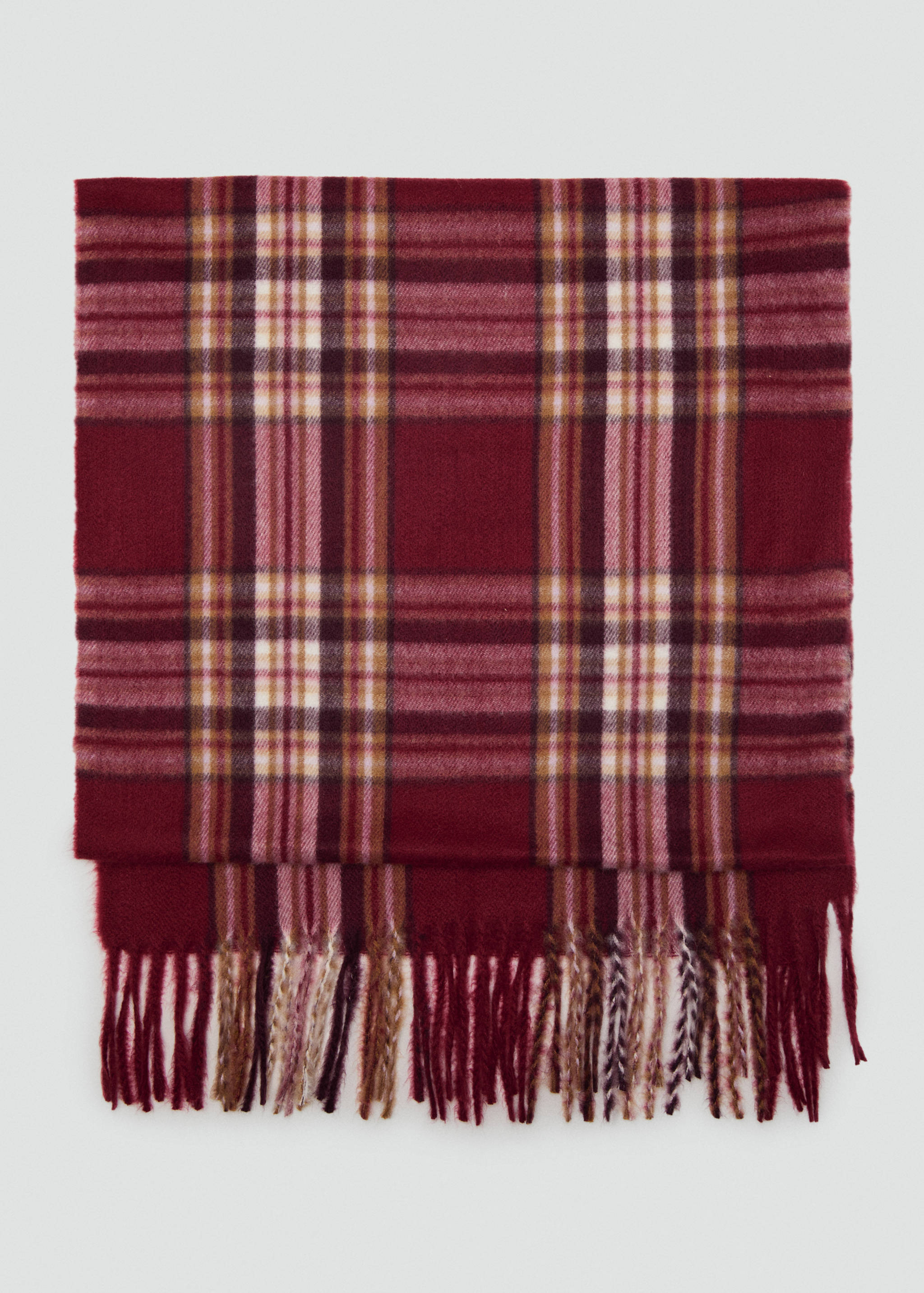 Check scarf with fringed ends - Article sans modèle